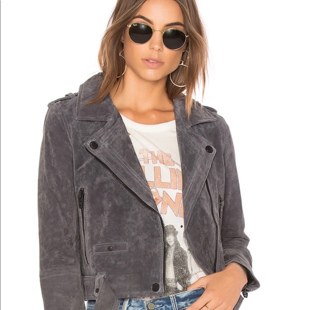 Blank NYC Suede Moto Jacket in Grey (Stargazer)